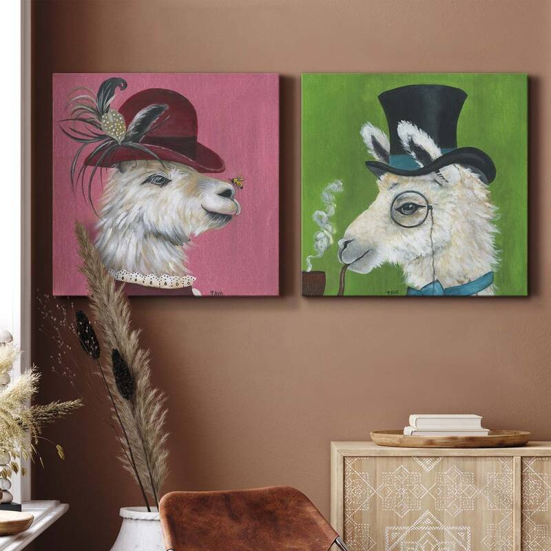Llama and Bee-Premium Gallery Wrapped Canvas - Ready to Hang