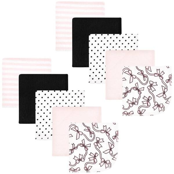 slide 1 of 1, Hudson Baby Infant Girl Flannel Cotton Washcloths, Pink Bows 10 Pack, One Size - Pink Bows 10 Pack - One Size One Size - Pink Bows 10 Pack
