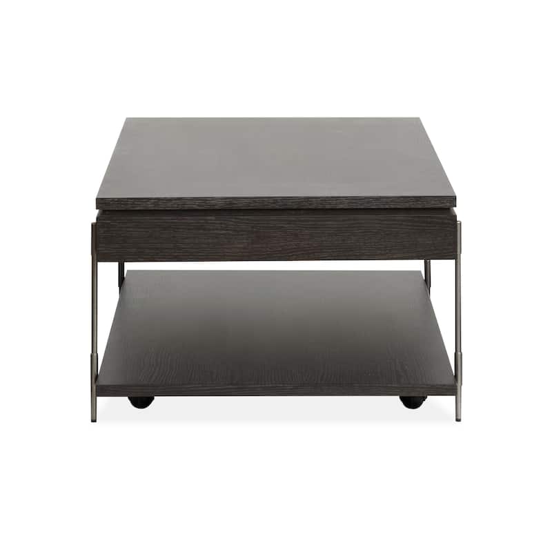 Magnussen Home Spencer Dark Briarsmoke Lift Top Storage Cocktail Table with Casters - 50''W x 28''D x 18''H