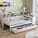 preview thumbnail 3 of 15, Wooden Twin Size Daybed with Storage Shelves, Multi-functional Bed with 2 Storage Drawers and Study Desk, Antique White