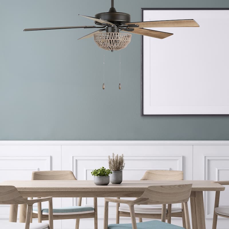 The Curated Nomad Carillon 52-inch Woven Rope 5-blade LED Ceiling Fan