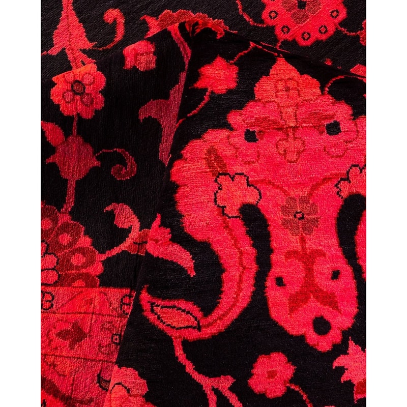 Overton Hand Knotted Wool Vintage Inspired Modern Contemporary Overdyed Red Area Rug - 6' 3" x 9' 5"