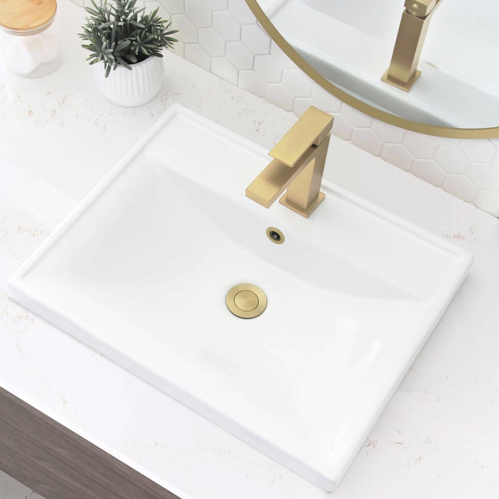 STYLISH 20 1/4 inch Rectangular Undermount Porcelain Bathroom Sink with two Overflow Finishes included - 20 1/4" x 16" x 6 1/4"