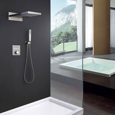 Thermostatic complete shower system with coarse inlet valve - 25.59W inches X20.07D inches X6.89H inches