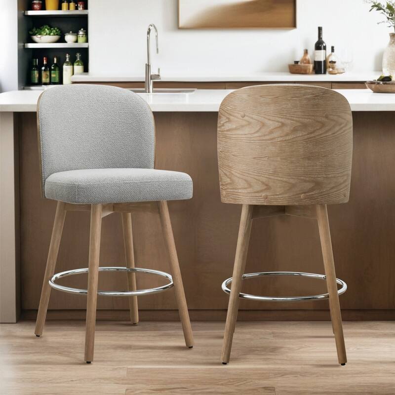 Spruce & Spring Jacob Mid Century Modern Swivel Counter Stools Bentwood Back - Grey