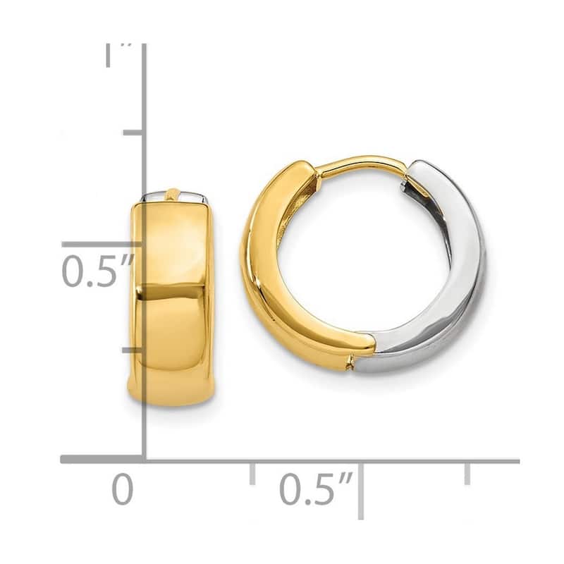 Curata 10k Two Tone Gold 10x5mm Reversible Hinged Hoop Earrings