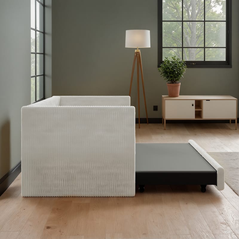 Corvus Somme Corduroy Upholstered Daybed with Trundle