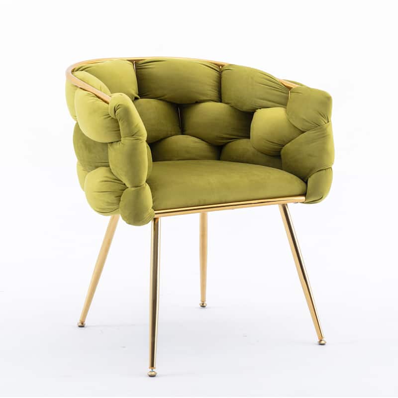 Simple Leisure Velvet Accent Chair Dresser Stool Set of 2, with Gold Metal Foot