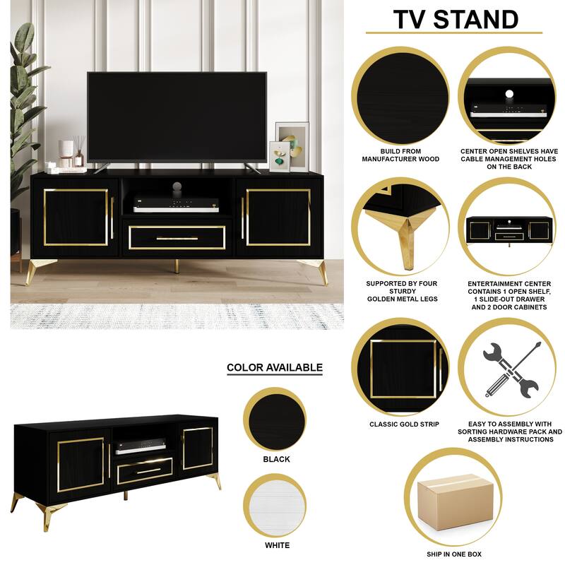 CraftPorch Contemporary TV Stand Console In White - n/a