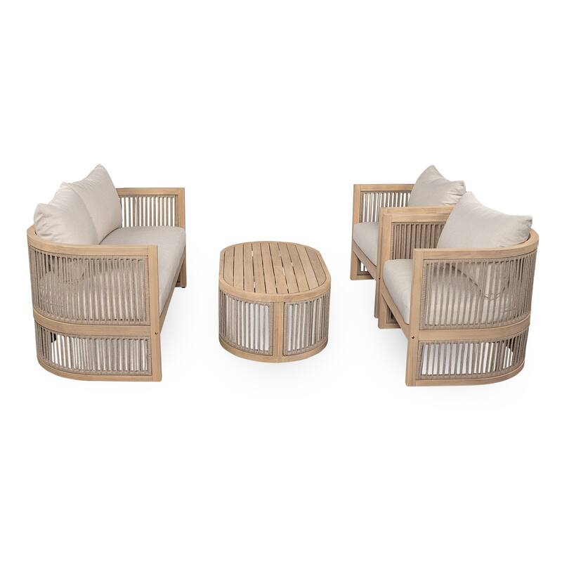 Christopher Knight Home- Leocadia Acacia Wood Outdoor Chat Set