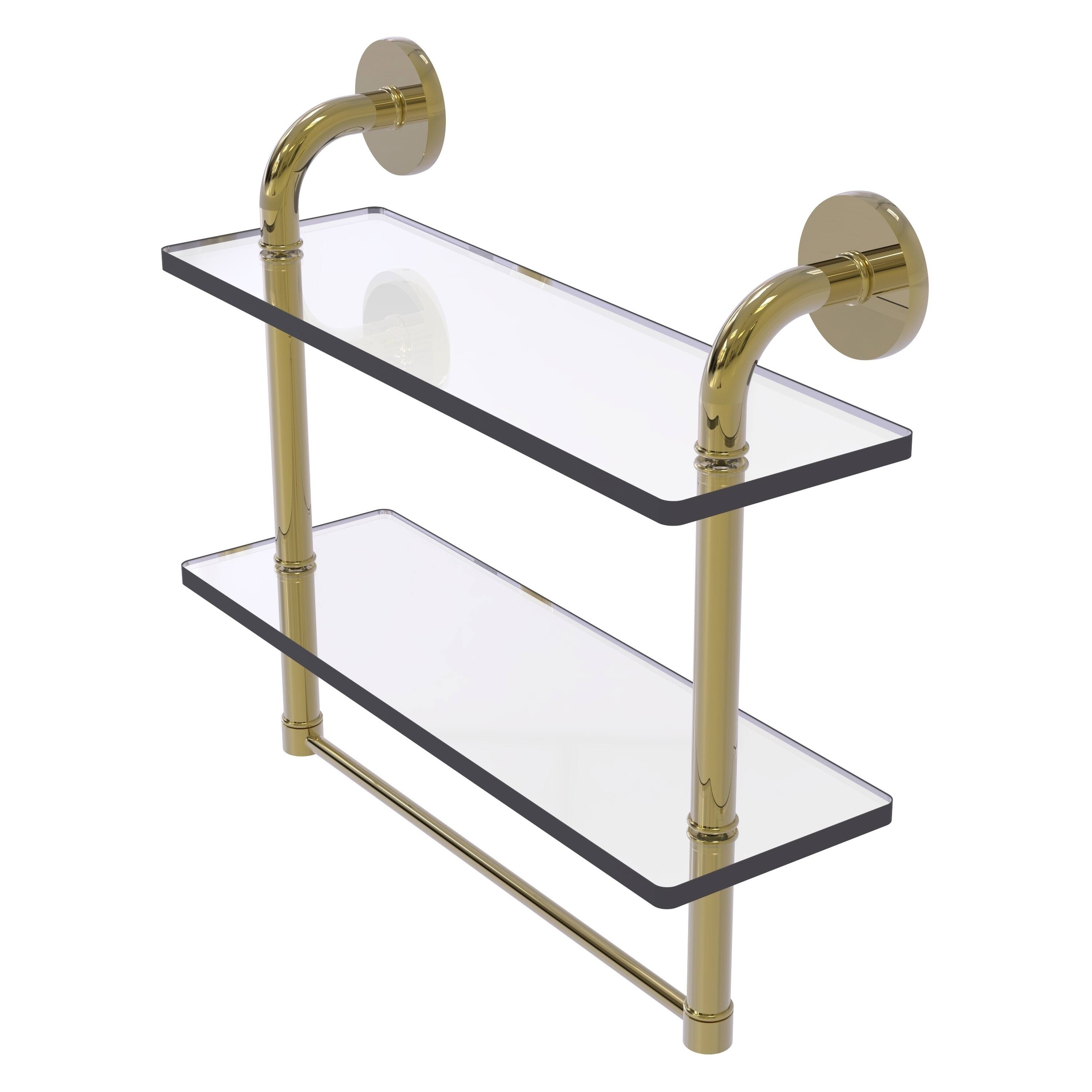 Allied Brass Remi 16 Inch Two Tiered Glass Shelf with Towel Bar Bed Bath & Beyond 20112900