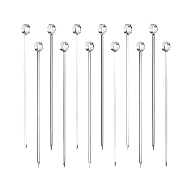 Metal Cocktail Toothpicks Round Ring Drink Picks Cocktail Skewers - Silver