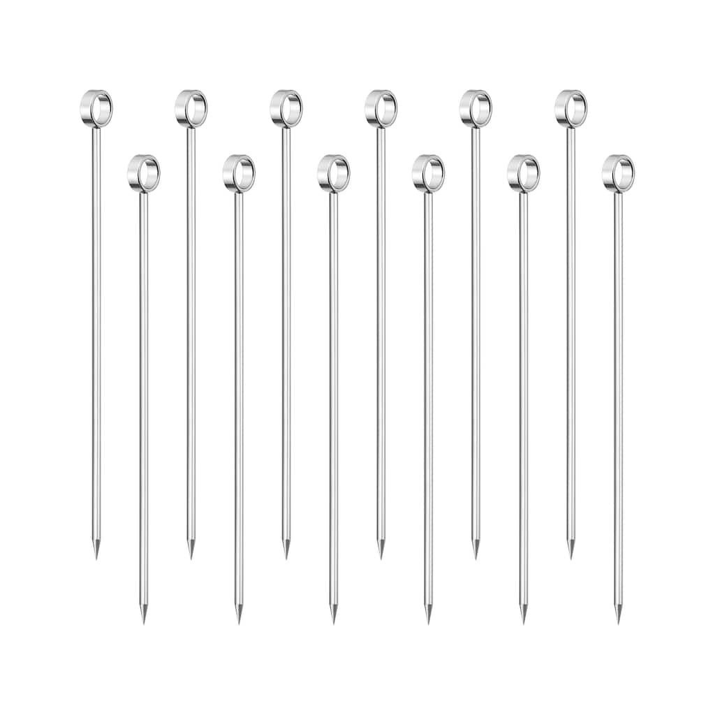 Metal Cocktail Toothpicks Round Ring Drink Picks Cocktail Skewers - Silver