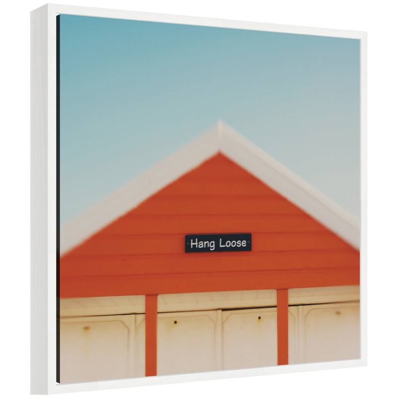 Kate and Laurel Hang Loose by Laura Evans Framed Canvas Wall Art Print - 22 x 22 - White