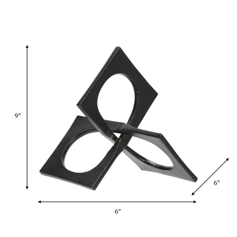 Sagebrook Home Modern 9" Metal Sculpture Decor Linked Square Design Abstract Style - 9" x 9" x 6"