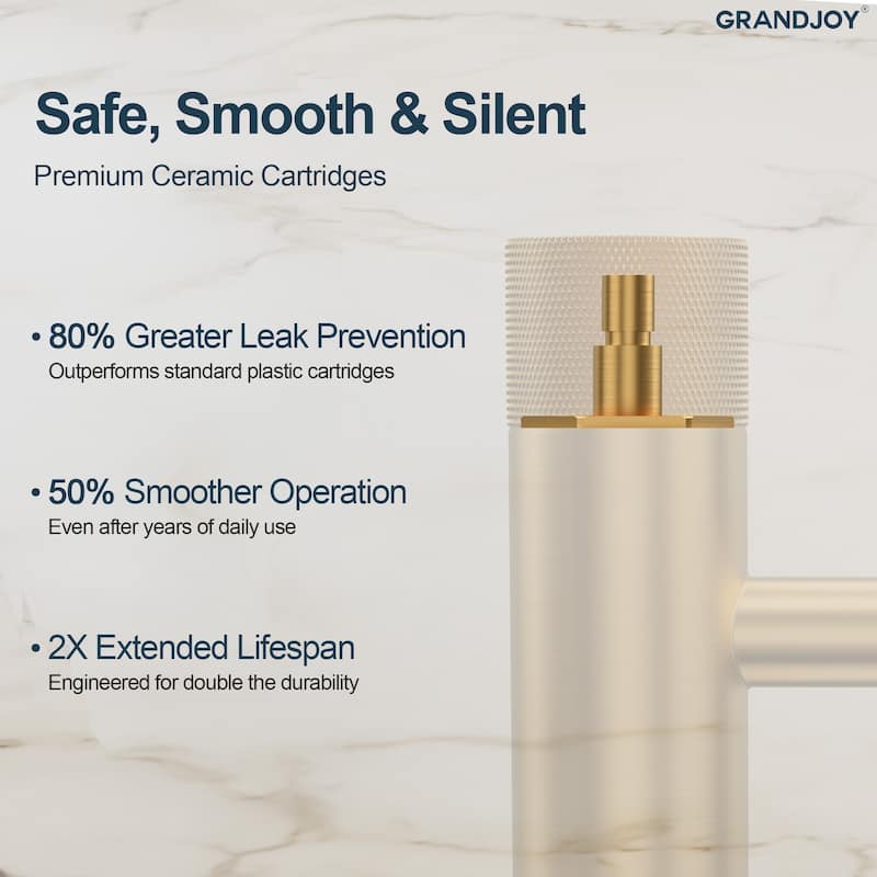 GRANDJOY Low-Arc Single Handle Vessel Sink Faucet with Pop-Up Drain, Compact Bathroom Design