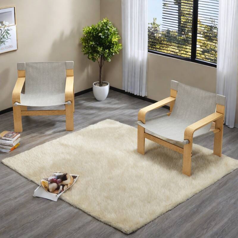 Oak Frame Mid-Century Accent Chair with Washable Linen Upholstery and Wide Armrests（250lb Capacity） - LIGHT GREY