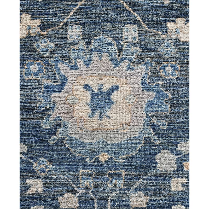 Oushak One-of-a-Kind Hand-Knotted Area Rug - Blue - 9' 1" x 11' 7"