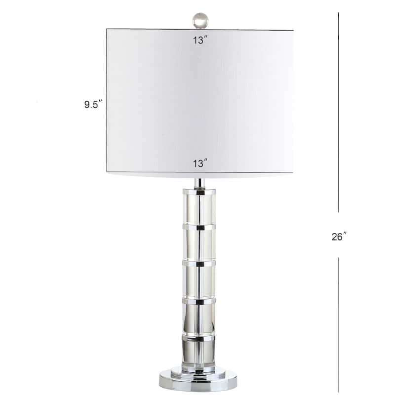 June 26" Crystal LED Table Lamp, Clear/Chrome by JONATHAN Y