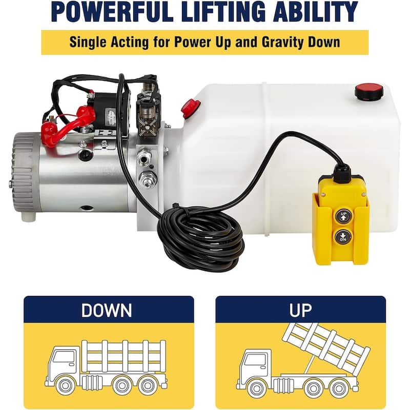 Electric 12V Double Acting Hydraulic Power Unit with 6L Steel Tank