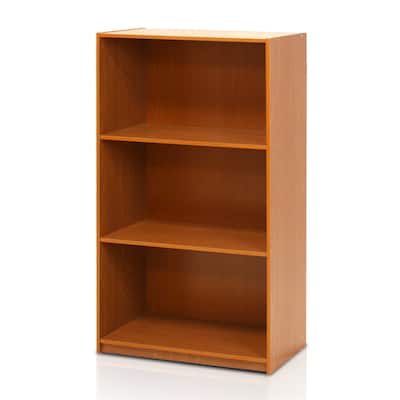 39.5 in. Tall Light Cherry Wood 3-Shelf Bookcase