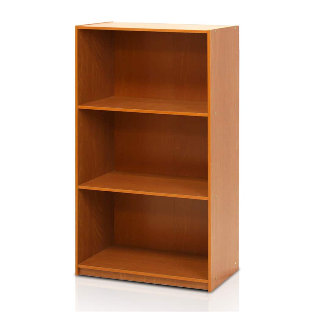 39.5 in. Tall Light Cherry Wood 3-Shelf Bookcase