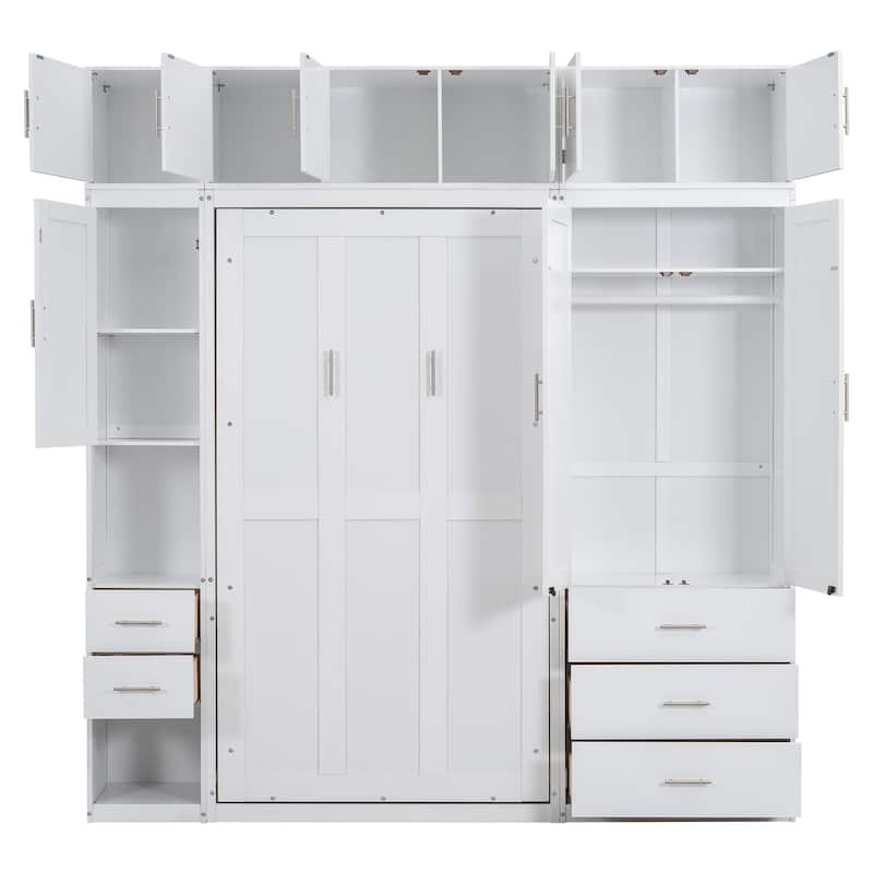 Full Size Murphy Bed with Lockers and Wardrobes