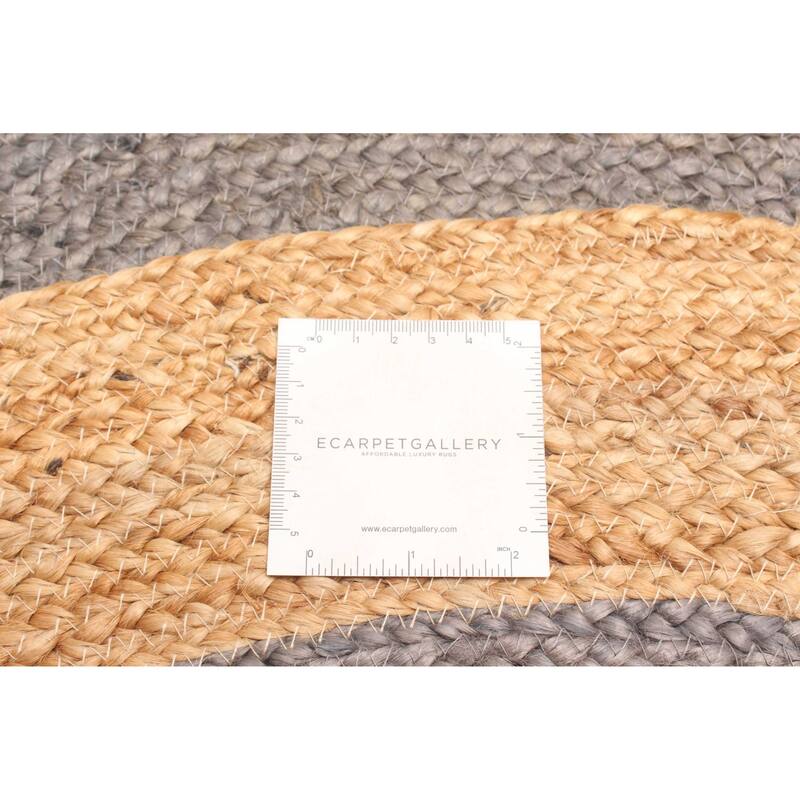 ECARPETGALLERY Braided Weave Palas Denizli Dark Grey Jute Rug - 3'0 x 3'0