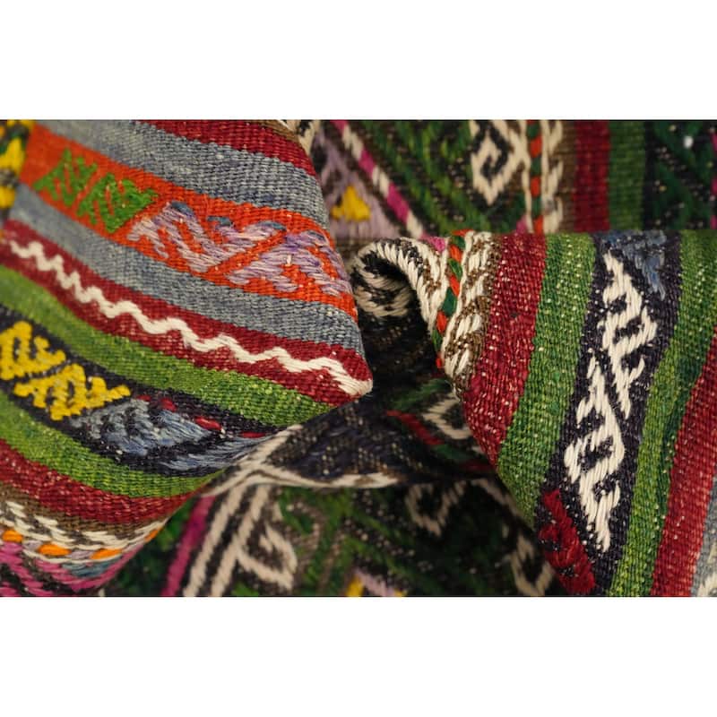 Hand Woven Oriental 100% Wool Carpet Southwestern Tribal Multi-Colored Kilim Area Rug - 7' 11'' X 5' 3''