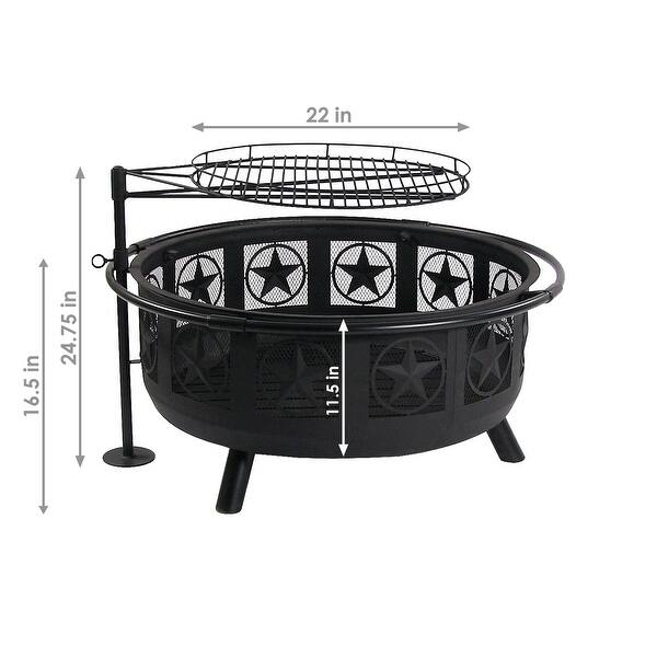30 Fire Pit Black Steel All Star With Cooking Grate And Spark Screen Overstock 11594264