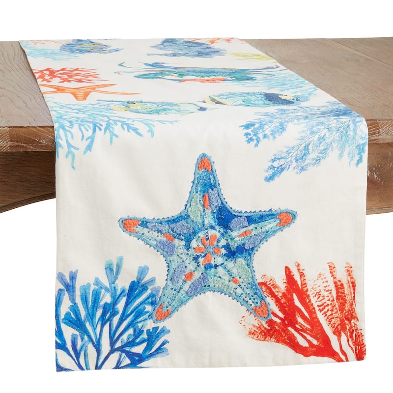 Sea Life Design Multicolor Table Runner - 16"x72"