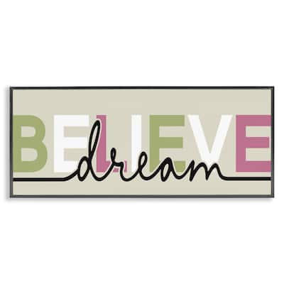 Stupell Muted Believe & Dream Framed Giclee Art Design By Kim Allen