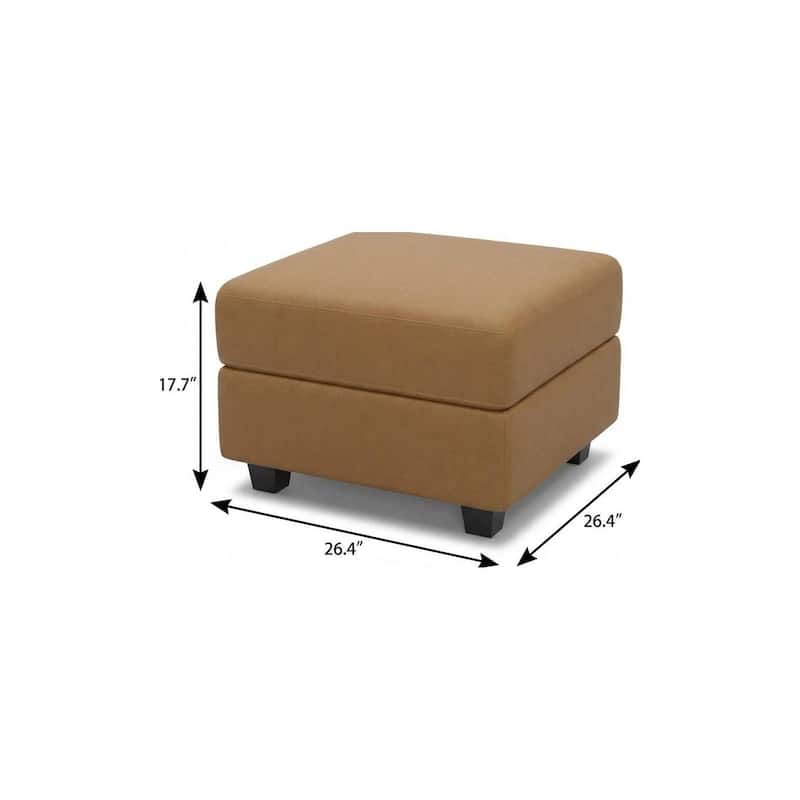 HomeRoots 26" Beige and Black Faux Leather Storage Ottoman