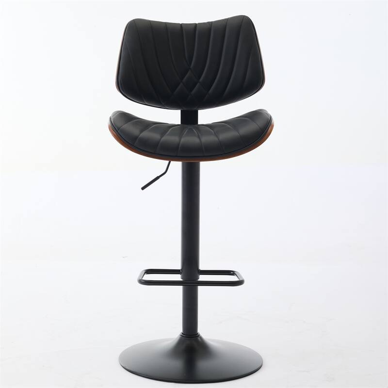 Adjustable Counter Height Leather Upholstered Swivel Bar Stools