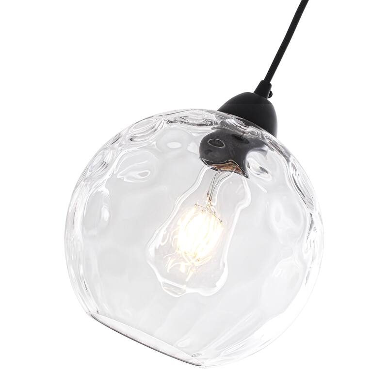 Modern Textured Glass Globe Pendant Light - Matte Black