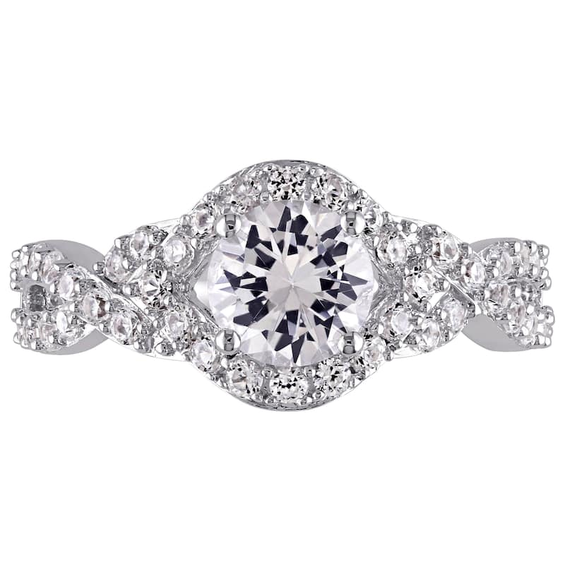 Miadora Sterling Silver Created White Sapphire Ring