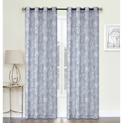 Kate Aurora Living 2 Pack Shabby Chic Designed Semi Sheer Grommet Top Cherry Blossom Window Curtains - 52 in. W x 84 in.