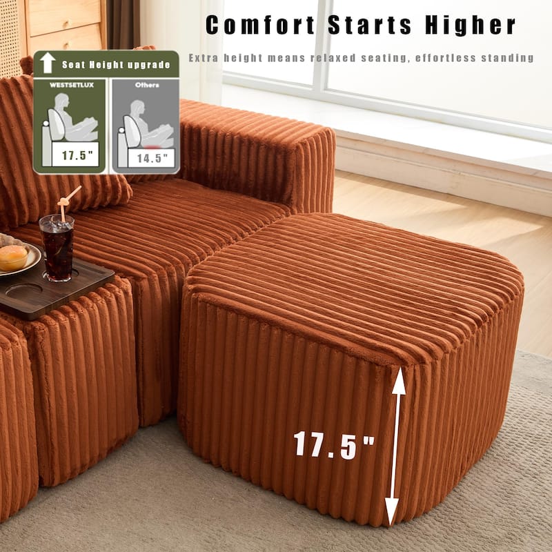 Boneless Modular Sofa with USB, Wireless Charging & Coffee Table Board