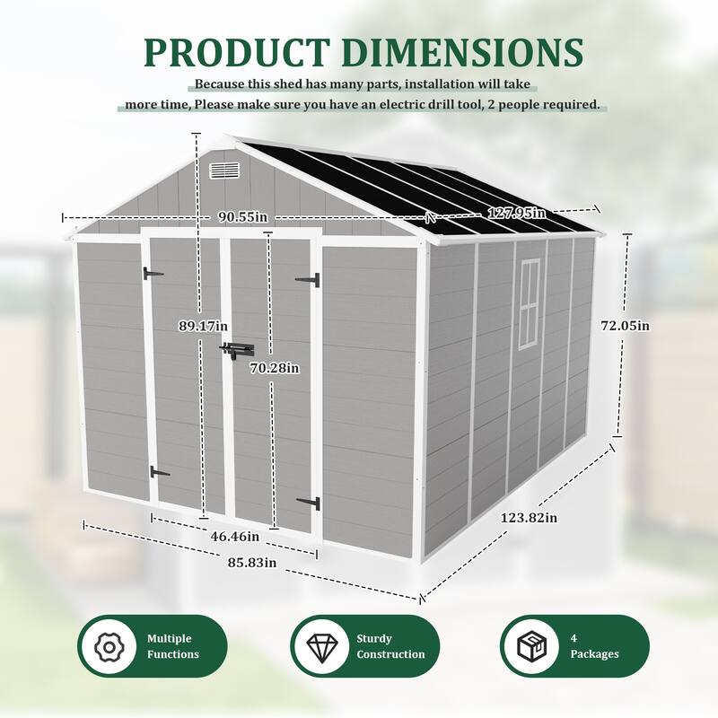 8×10ft High-Quality Resin Storage Shed, Durable, Spacious and Weatherproof