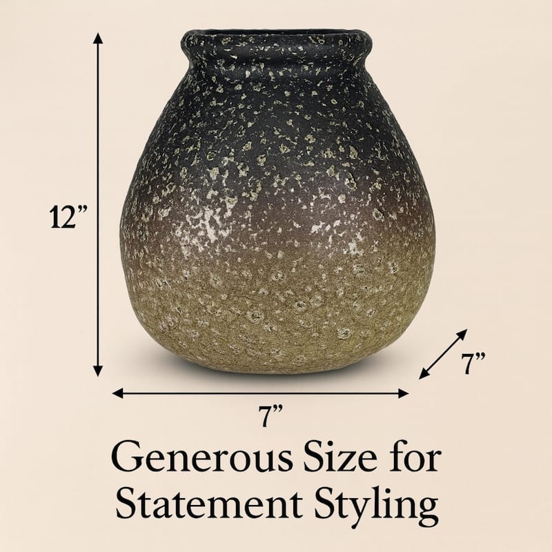 Aria Home Basket Shaped Ombre Brown Ceramic Vase Santa Fe Collection Decor