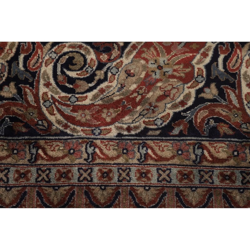 Navy Blue Agra Indian Area Rug Handmade Wool Carpet - 8'0"x 10'1"