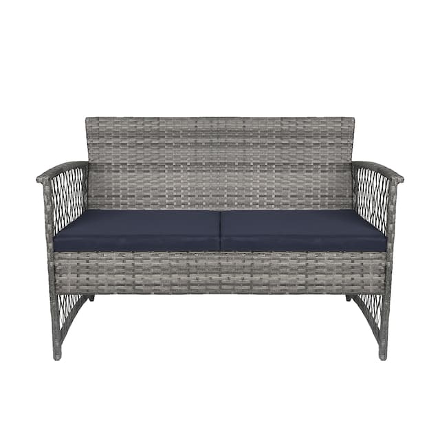 Madison Outdoor 4-Piece Cushioned Rattan Patio Furniture Chat Set
