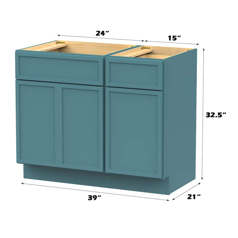 Vanity Art 39" Oak Freestanding Bathroom Vanity Cabinet without Top