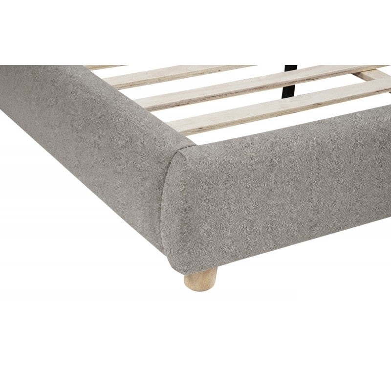 Soft Burlap Fabric Queen Platform Bed Frame, Light Tan, Modern Design