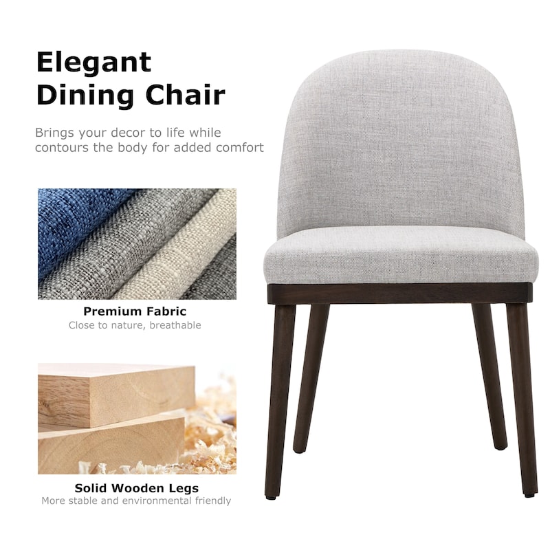 Upholstered Fabric Dining Chairs with Curved Backrest
