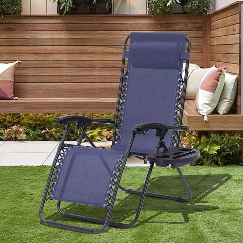 Set Of 2 Zero Gravity Chair, Patio Folding Lawn Outdoor Lounge Camp Reclining Lounge Chair for Poolside Backyard and Beach