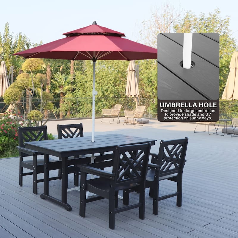 5 Piece HDPE Patio Outdoor Furniture Set for 4