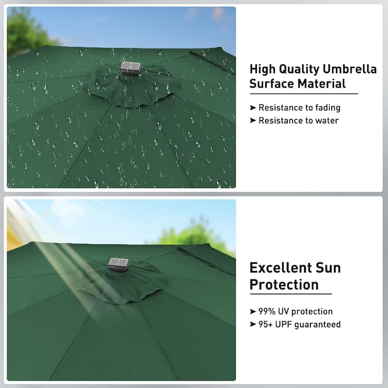 Autlaycil 10ft Solar LED lights Outdoor Patio Umbrella With Base