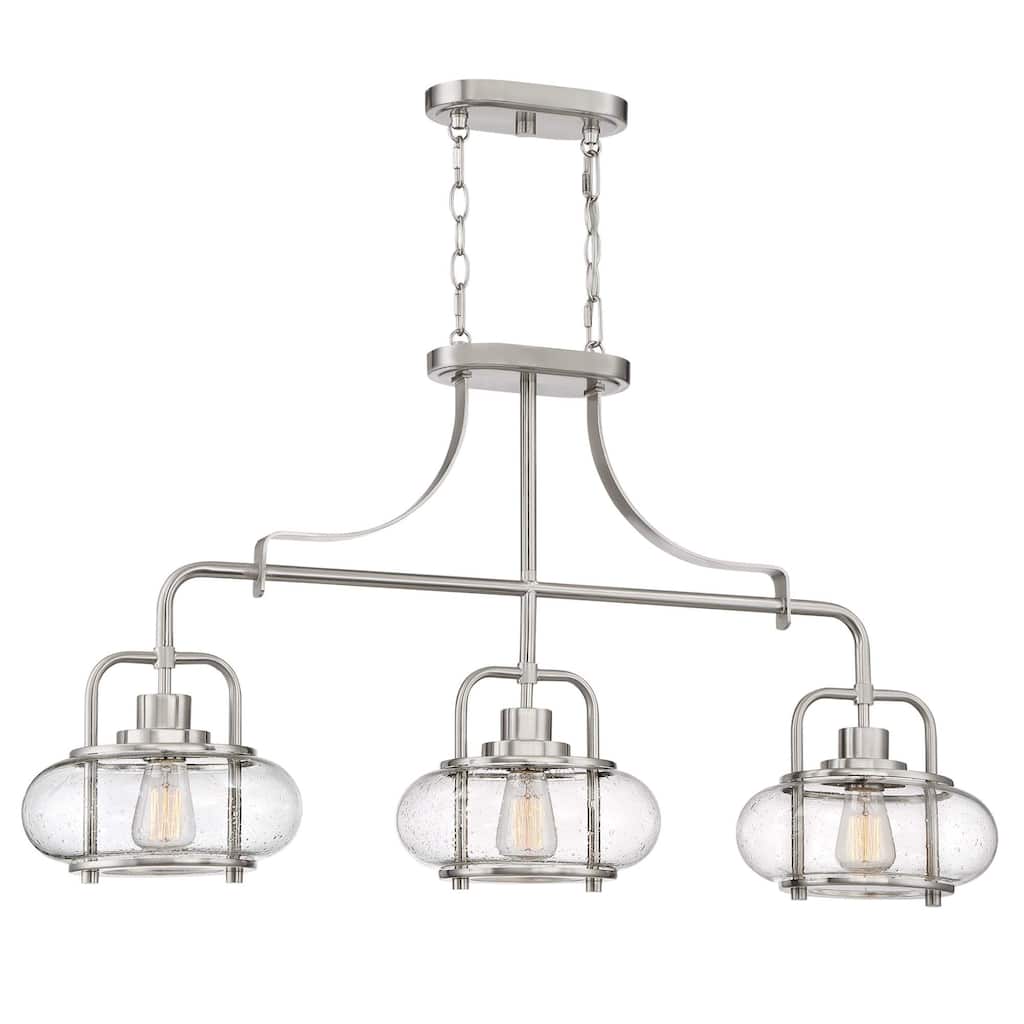 Bellevue Socorro 3 Light 38" Wide Linear Chandelier with Clear Seedy