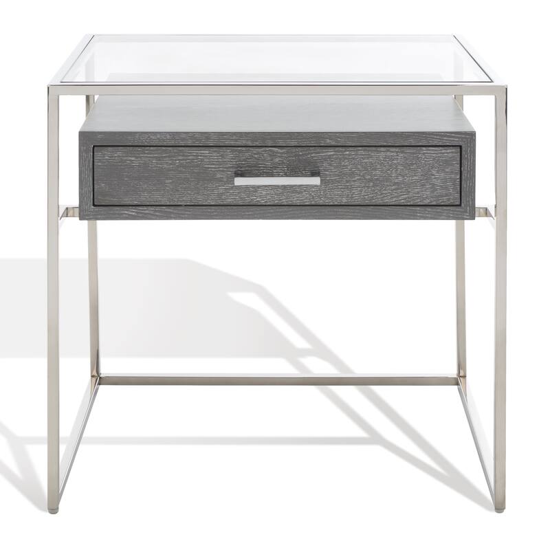 SAFAVIEH Couture Emanuela Caelan Accent Table - 24Wx18Dx23H - Light Grey
